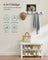 Coat Rack and Shoe Bench Set - Bamboo - Cloud White - Multifunctional with 5 Double Hooks and 3-Tier Storage