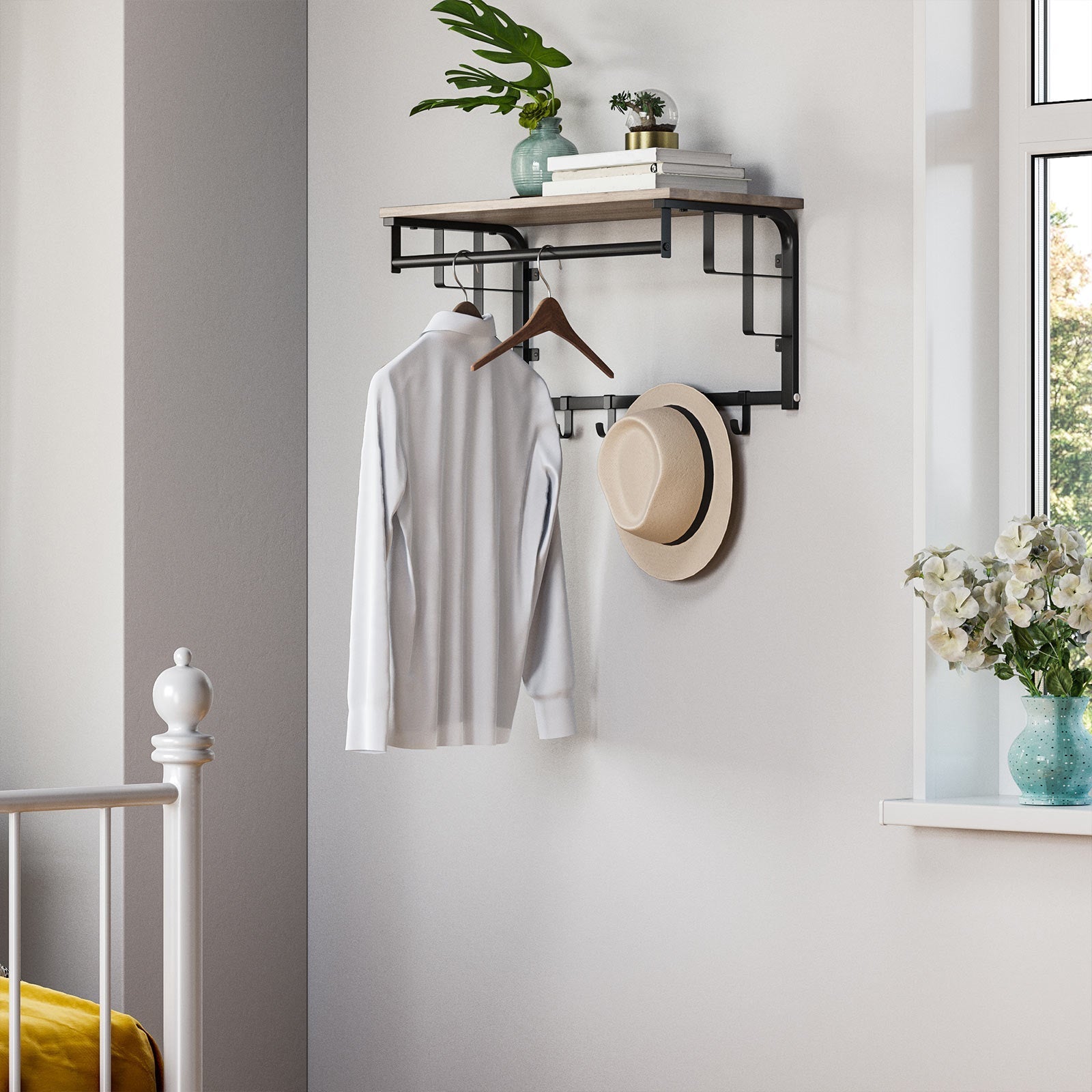 Wall-Mounted Coat Rack - Metal - Greige and Black - Durable and Easy to Install