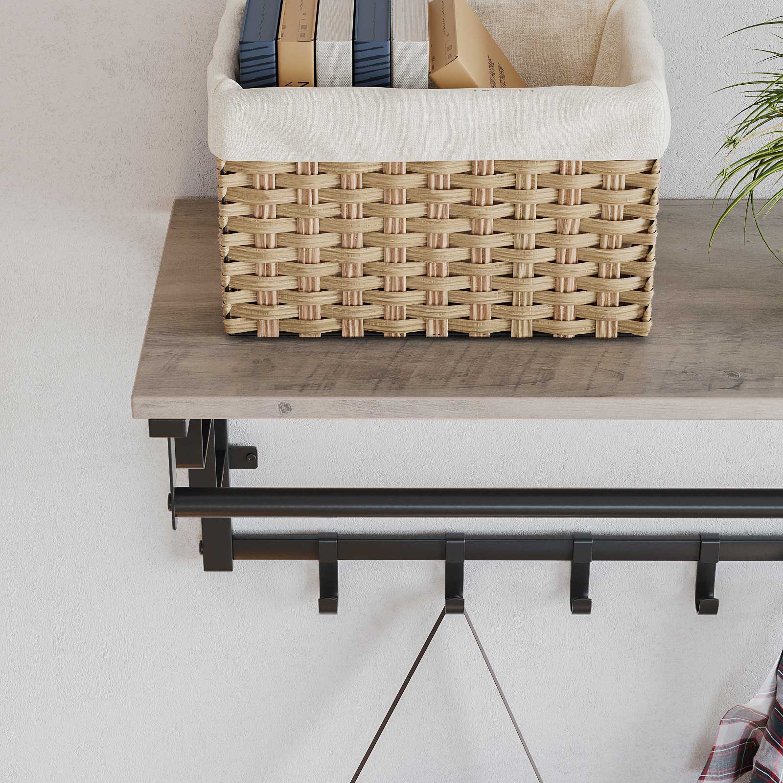 Wall-Mounted Coat Rack - Metal - Greige and Black - Durable and Easy to Install