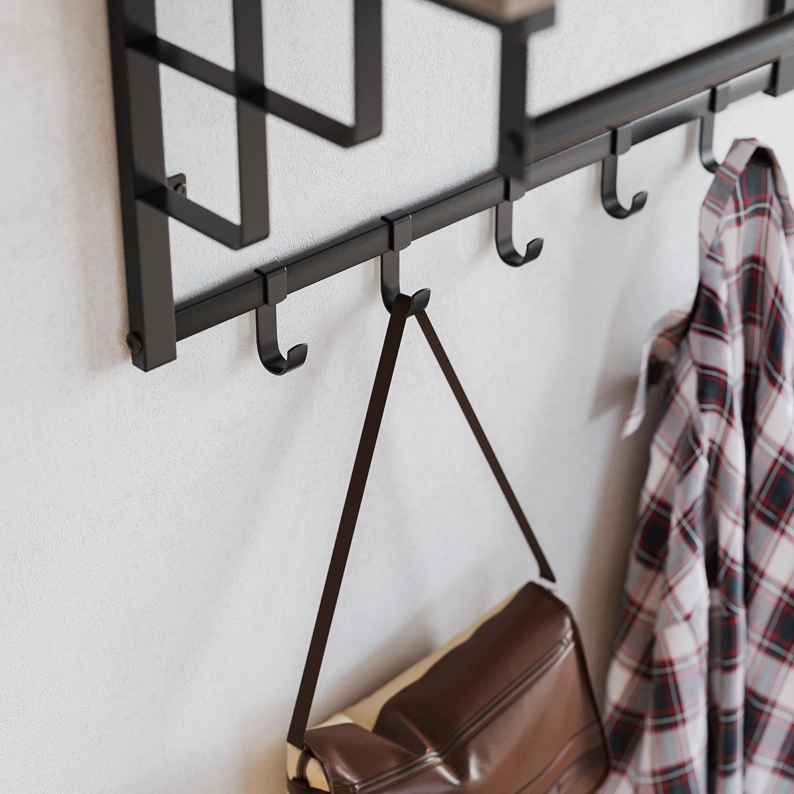 Wall-Mounted Coat Rack - Metal - Greige and Black - Durable and Easy to Install