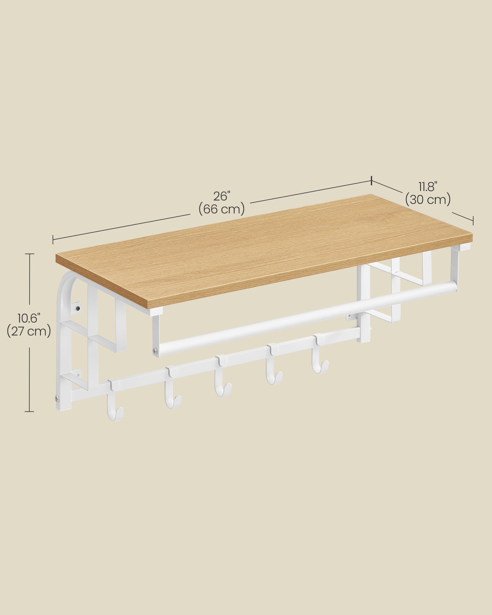 Wall-Mounted Coat Rack - Engineered Wood - Golden Oak