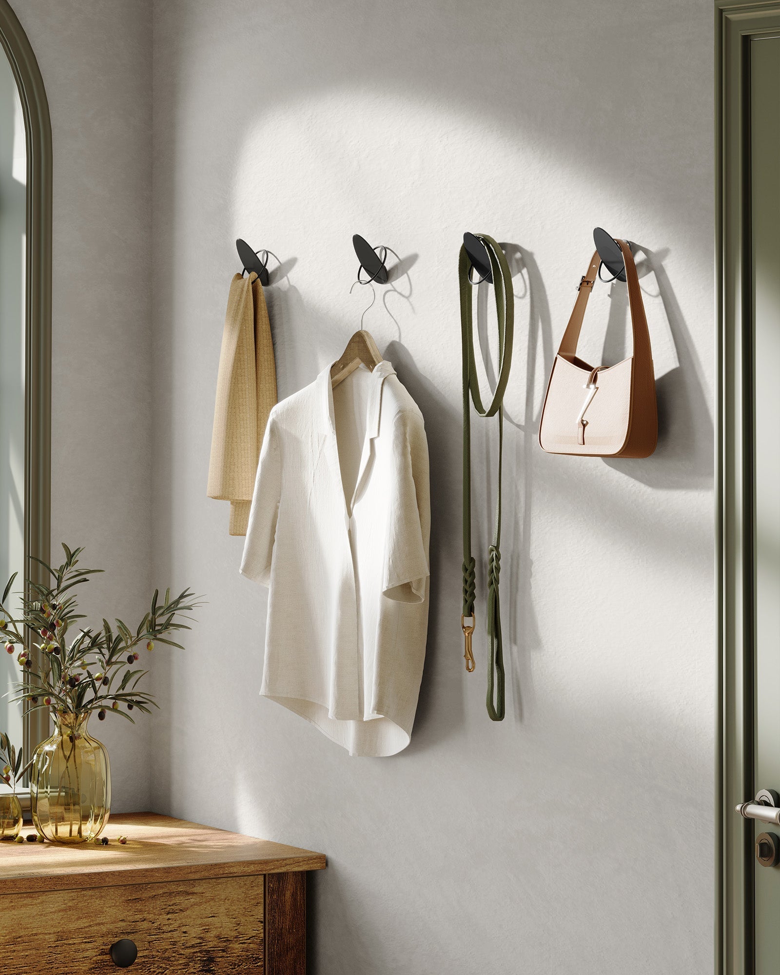 Set of Egg Shaped Wall Hooks - Holds up to 5 kg - Metal - Ink Black
