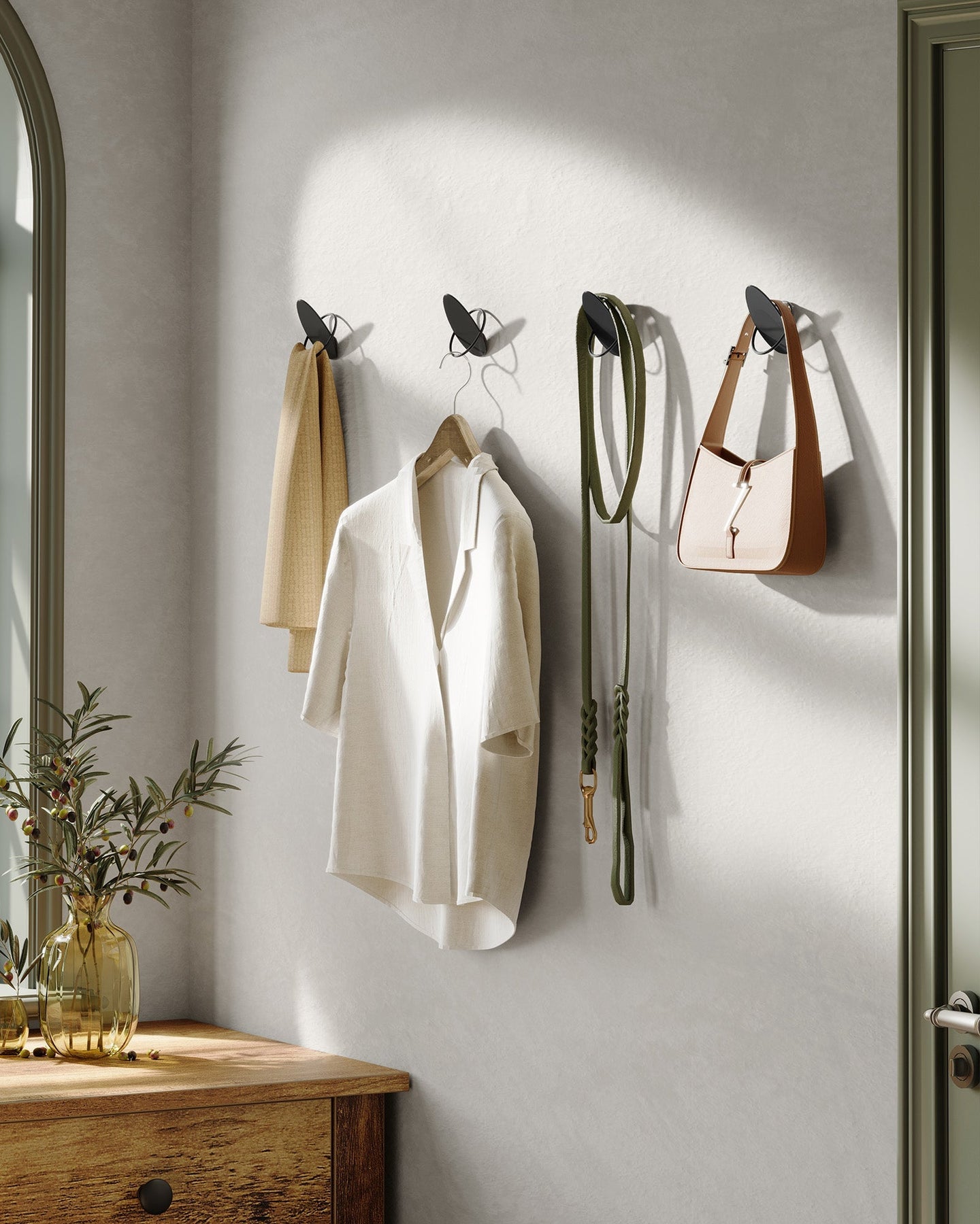 Set of Egg Shaped Wall Hooks - Holds up to 5 kg - Metal - Ink Black