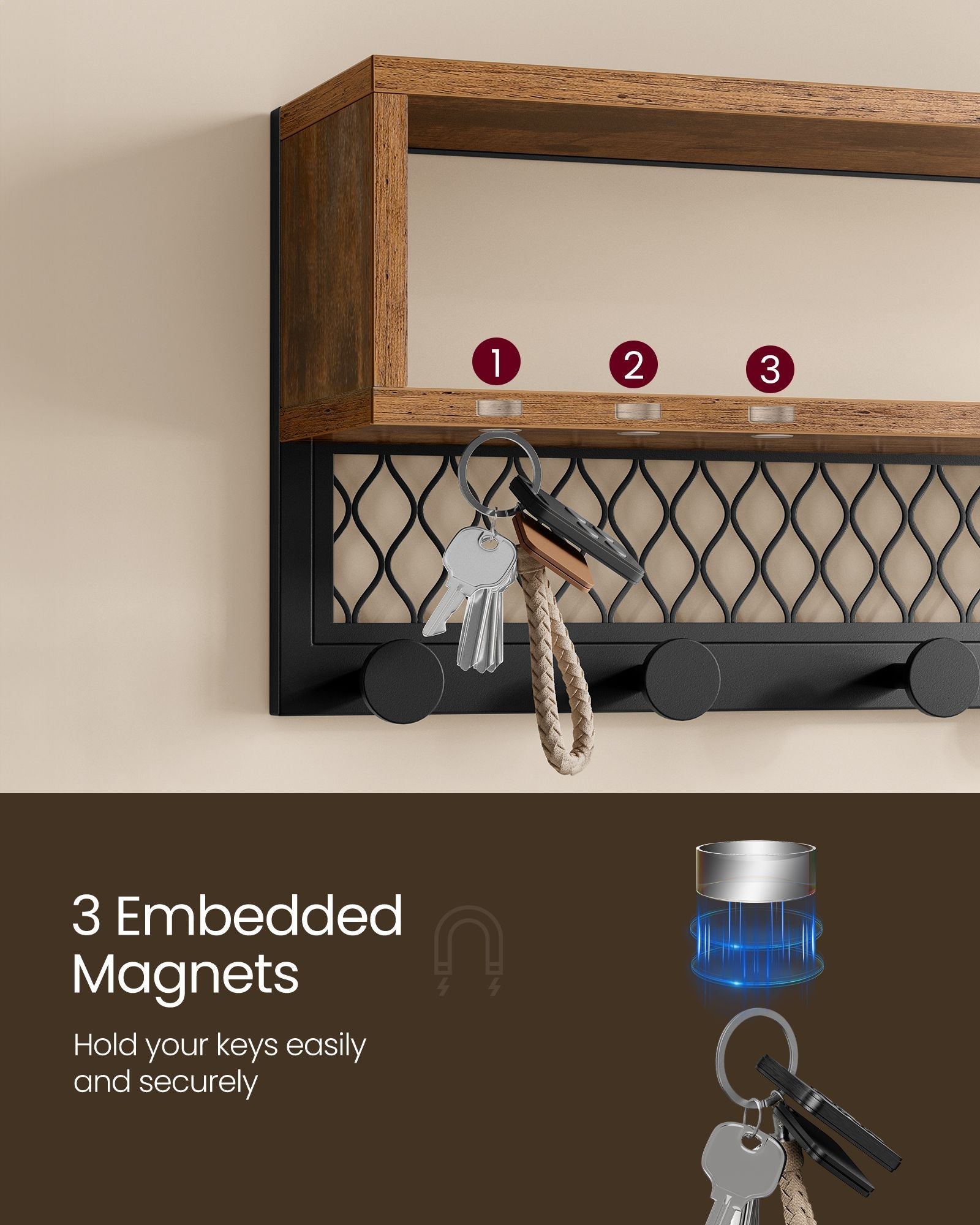 Coat Rack and Shoe Bench Set - Wood - Rustic Brown - Multifunctional Hallway Furniture with 2-Tier Shoe Rack and Dot Coat Hooks