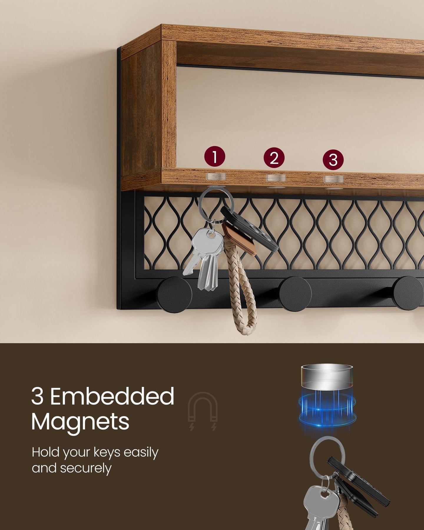 Coat Rack and Shoe Bench Set - Wood - Rustic Brown - Multifunctional Hallway Furniture with 2-Tier Shoe Rack and Dot Coat Hooks