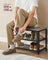 Coat Rack and Shoe Bench Set - Wood - Heather Greige - Multifunctional Hall Tree with Dot Coat Hooks and 2-Tier Shoe Rack