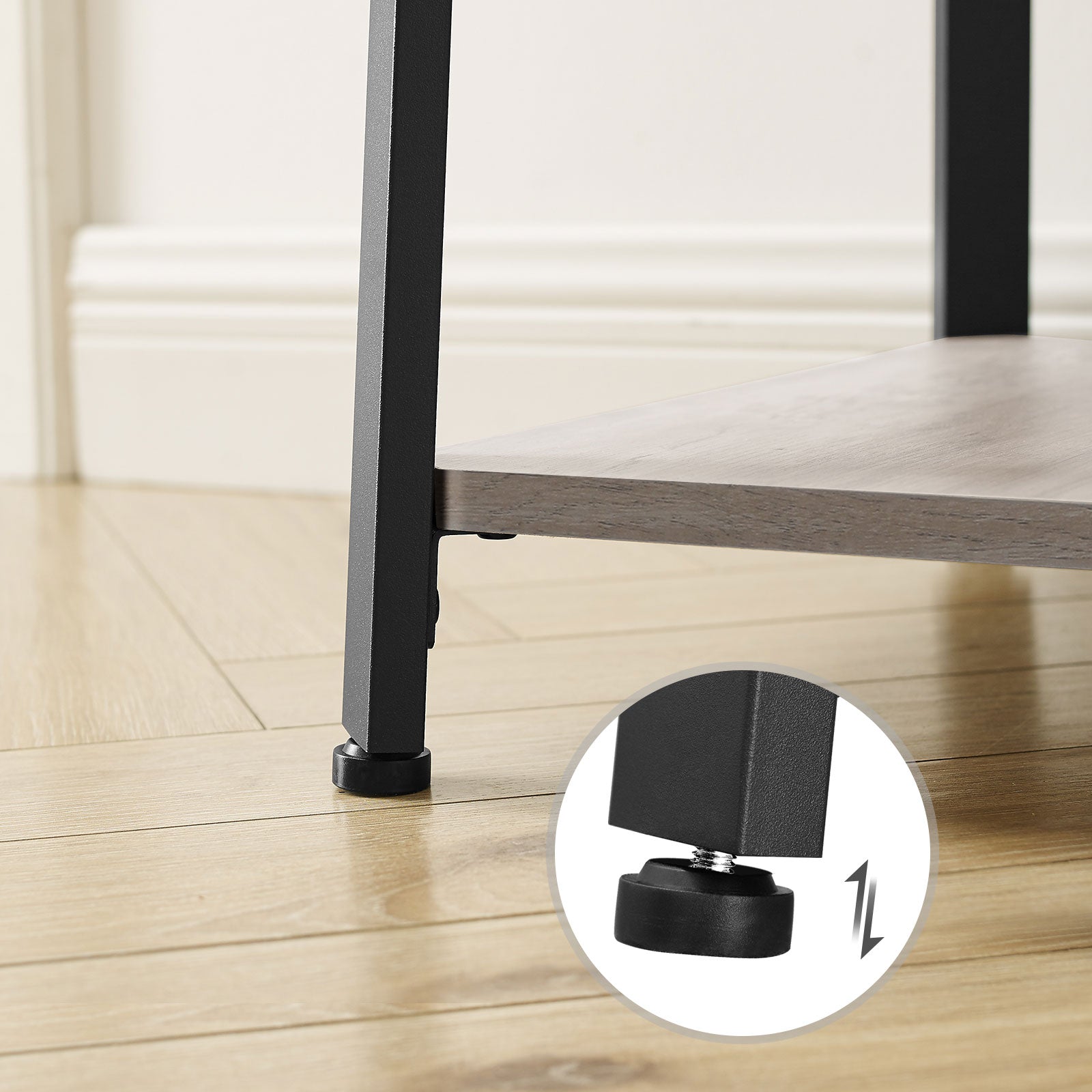 Coat Stand - Steel - Greige and Black - 3 Shelves with Hooks for Scarves