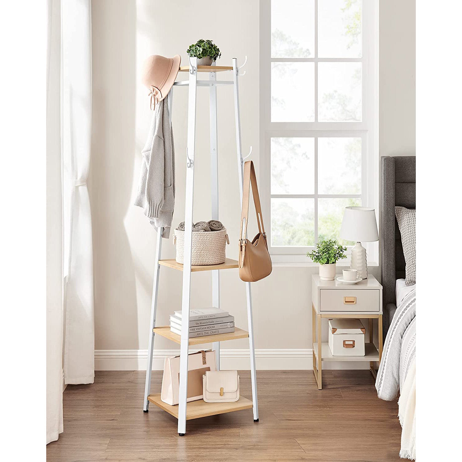 Coat Stand - Steel - Greige and Black - Sturdy Design for Everyday Use