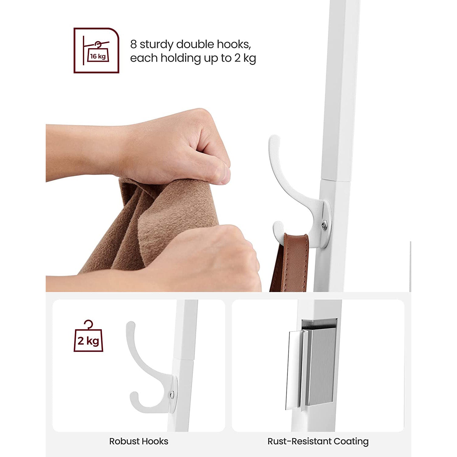 Coat Stand - Steel - Greige and Black - Sturdy Design for Everyday Use