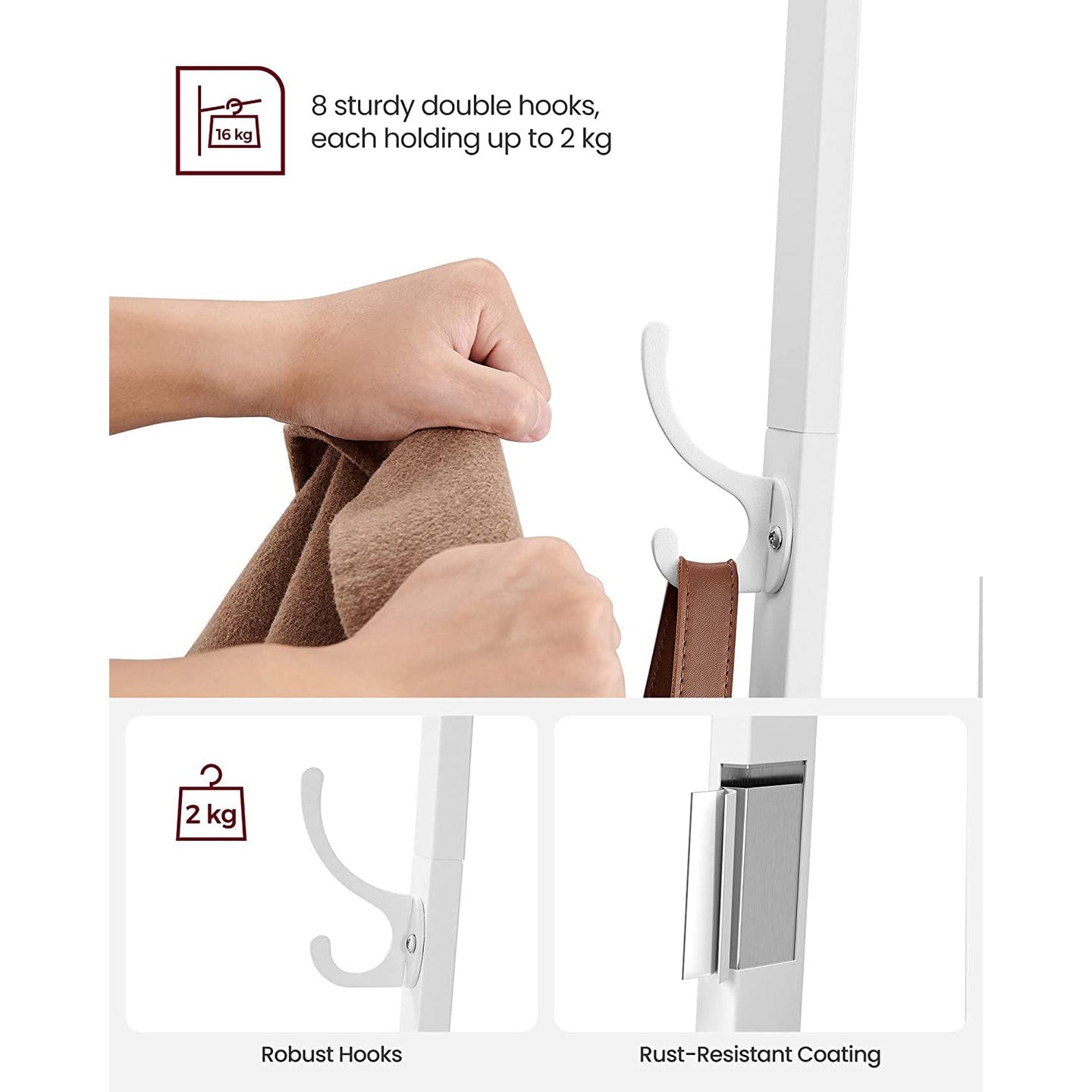 Coat Stand - Steel - Greige and Black - Sturdy Design for Everyday Use