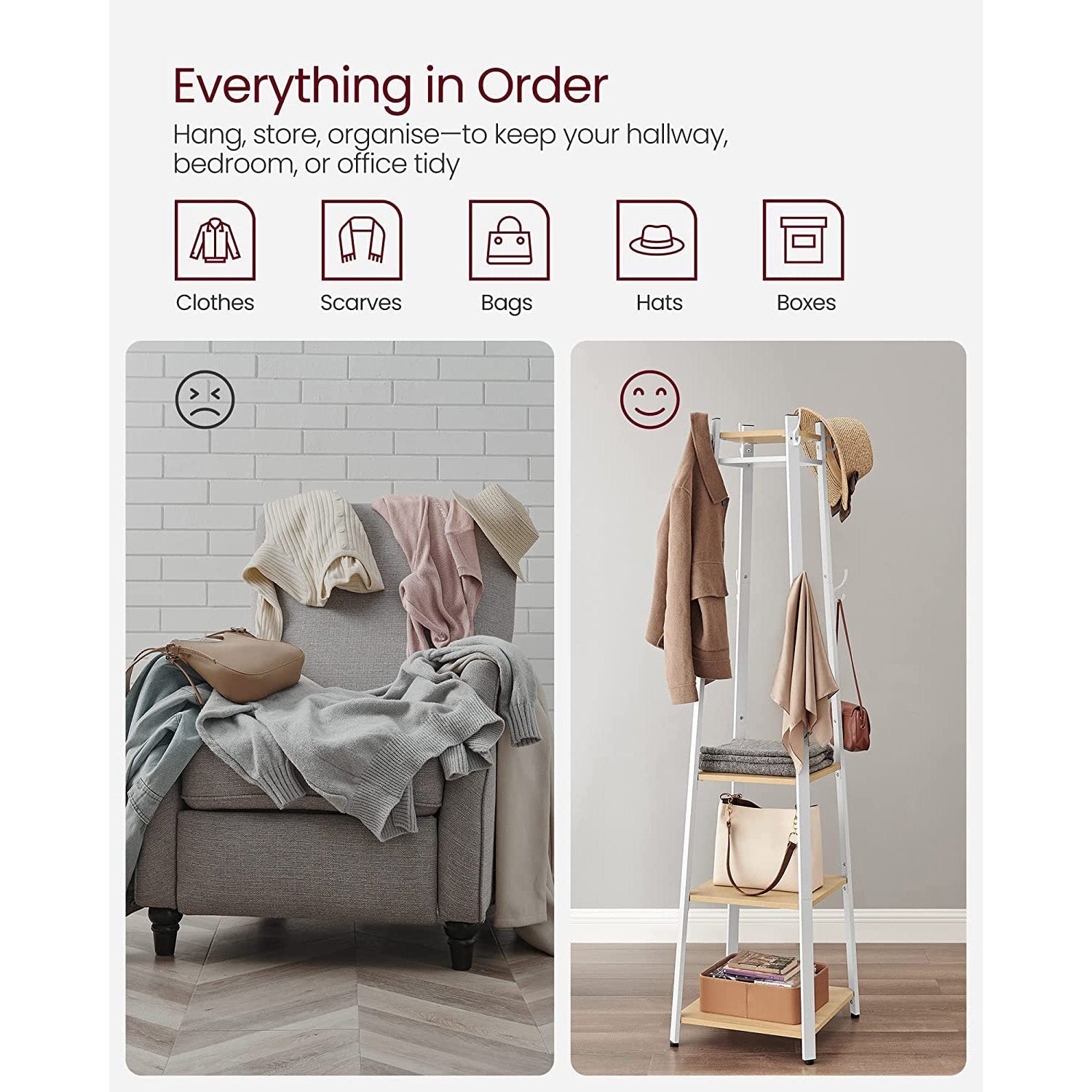 Coat Stand - Steel - Greige and Black - Sturdy Design for Everyday Use