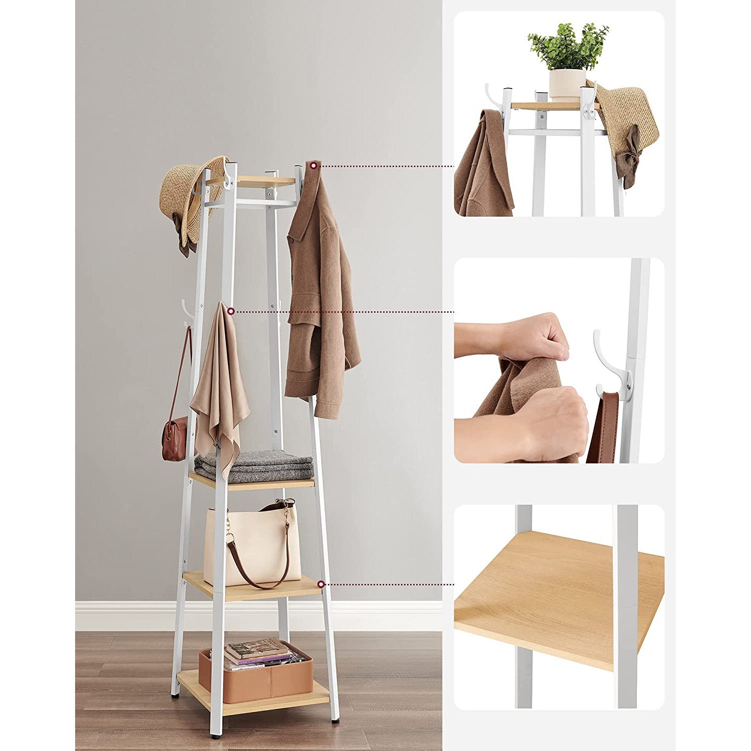 Coat Stand - Steel - Greige and Black - Sturdy Design for Everyday Use