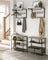 Wall-Mounted Coat Rack - Wood - Greige and Black - 10 Removable Hooks with Shelf