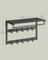 Wall-Mounted Coat Rack - Wood - Charcoal Grey - Includes 10 Removable Hooks and Shelf