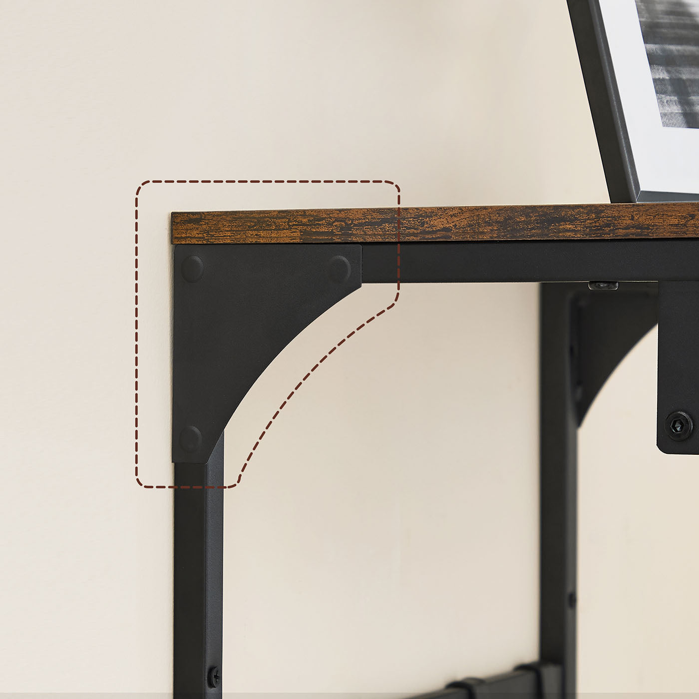 Coat Rack - 8 Hooks with Shelf - Wood - Rustic Brown and Black