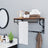 Coat Rack Shelf - Wood - Rustic Brown and Black - Wall Mounted with 5 Hooks and Hanging Rail