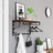 Coat Rack Shelf - Wood - Rustic Brown and Black - Wall Mounted with 5 Hooks and Hanging Rail
