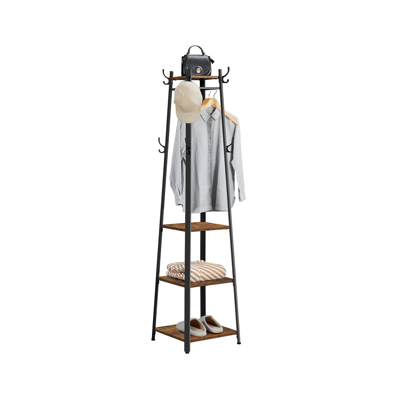 Coat Stand - Metal - Rustic Brown