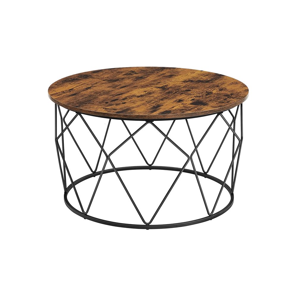 Small Centre Table - Steel - Rustic Brown and Black