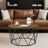 Round Coffee Table - Steel Frame - Rustic Brown and Black