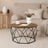 Round Coffee Table - Steel Frame - Rustic Brown and Black