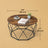 Round Coffee Table - Steel Frame - Rustic Brown and Black