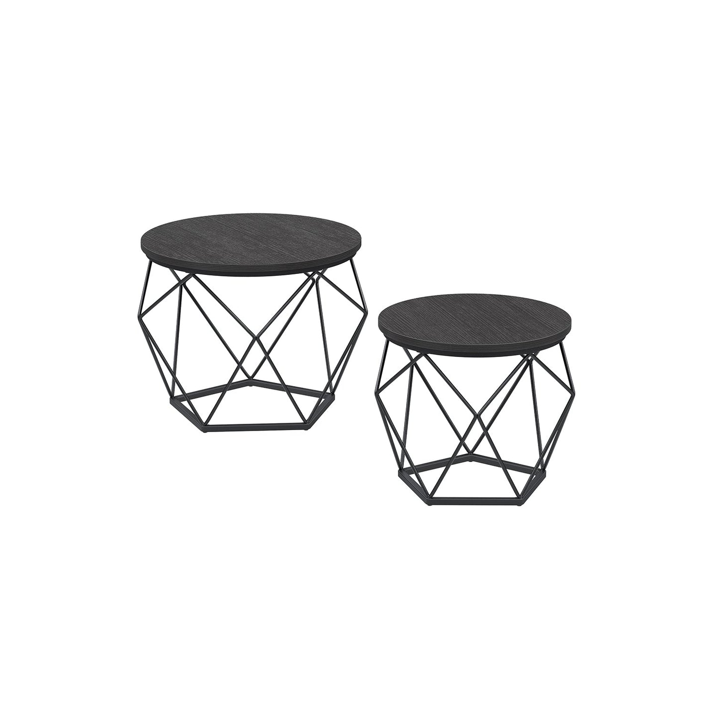Set of 2 Round Coffee Tables - Steel - Charcoal Grey - Robust Design for Living Room and Bedroom