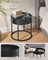 Set of 2 Round Nesting Tables - Wood - Rustic Brown - Hidden Storage and Top Tray