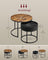 Set of 2 Round Nesting Tables - Wood - Rustic Brown - Hidden Storage and Top Tray
