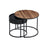 Set of 2 Round Nesting Side Tables - Natural Walnut - Modern Style with Hidden Storage and Top Tray