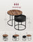 Set of 2 Round Nesting Side Tables - Natural Walnut - Modern Style with Hidden Storage and Top Tray