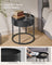 Set of 2 Round Side Tables - Natural Beige - Nesting Design with Hidden Storage and Top Tray