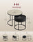 Set of 2 Round Side Tables - Natural Beige - Nesting Design with Hidden Storage and Top Tray