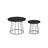 Set of 2 Round Side Tables - Steel Frame - Rustic Brown - Modern Style