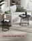 Set of 2 Round Side Tables - Steel Frame - Rustic Brown