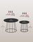 Set of 2 Round Side Tables - Steel Frame - Rustic Brown