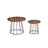 Set of 2 Round Side Tables - Steel Frame - Rustic Brown - Modern Style