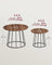 Set of 2 Round Side Tables - Steel Frame - Rustic Brown - Modern Style