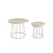 Set of 2 Round Side Tables - Steel Frame - Rustic Brown - Modern Style