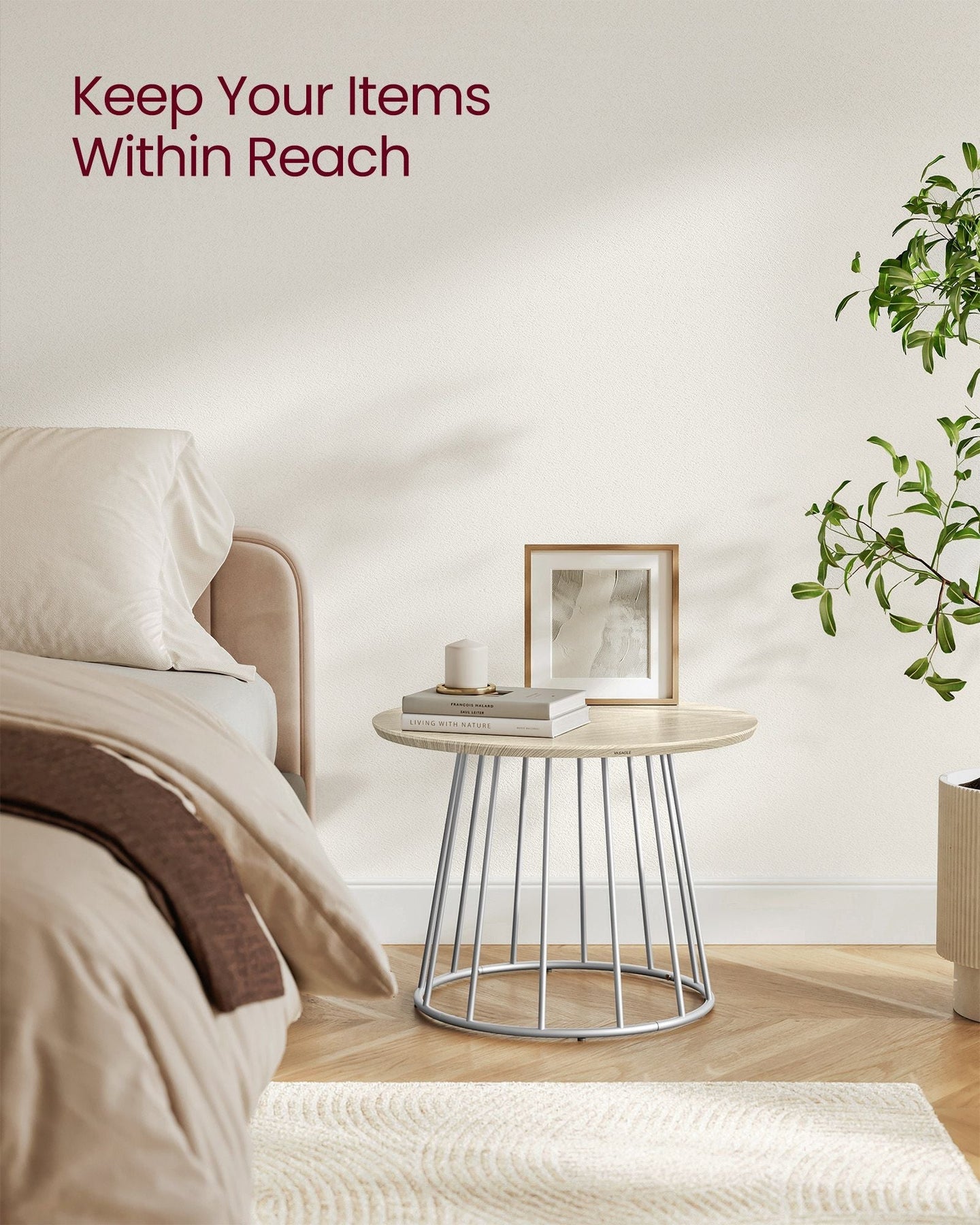 Coffee Table Set - Steel Frame - Natural Beige - Modern Round Design