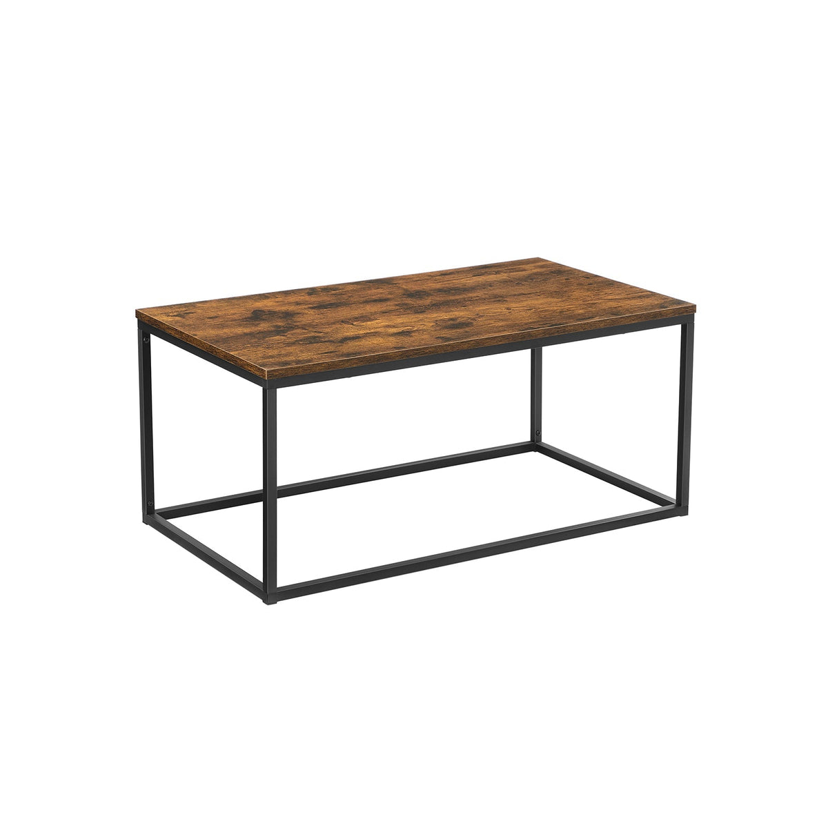 Coffee Table - Steel Frame - Rustic Brown and Black - Compact Dimensions