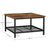 Square Cocktail Table - Steel - Rustic Brown and Black - Spacious Table Top with Mesh Storage Shelf