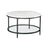Round Coffee Table - Faux Marble - White and Ink Black - Tempered Glass Storage Shelf