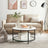 Round Coffee Table - Faux Marble - White and Ink Black - Tempered Glass Storage Shelf