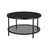 Round Coffee Table - Faux Marble - White and Ink Black - Tempered Glass Storage Shelf