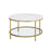 Round Coffee Table - Faux Marble - White and Ink Black - Tempered Glass Storage Shelf