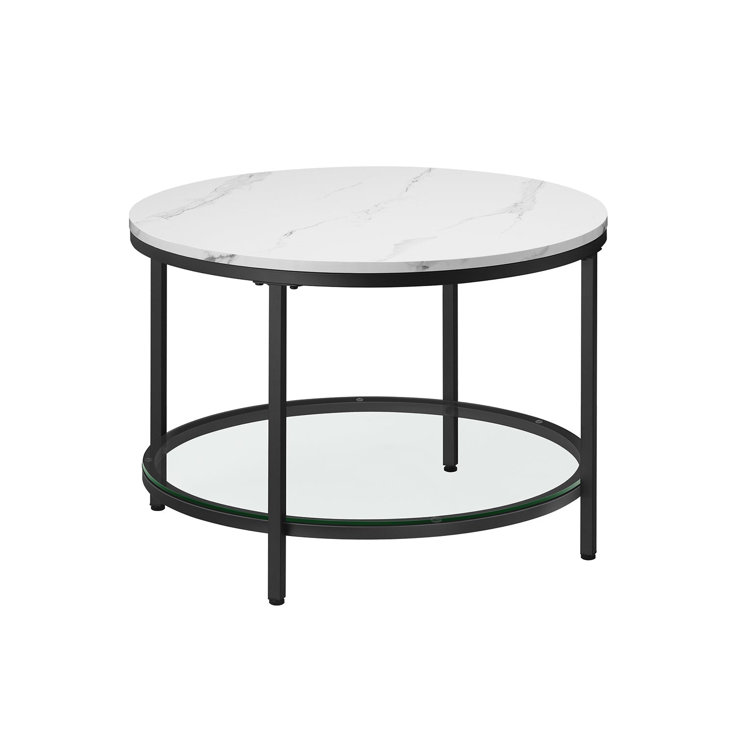 Round Coffee Table - Faux Marble - White and Ink Black
