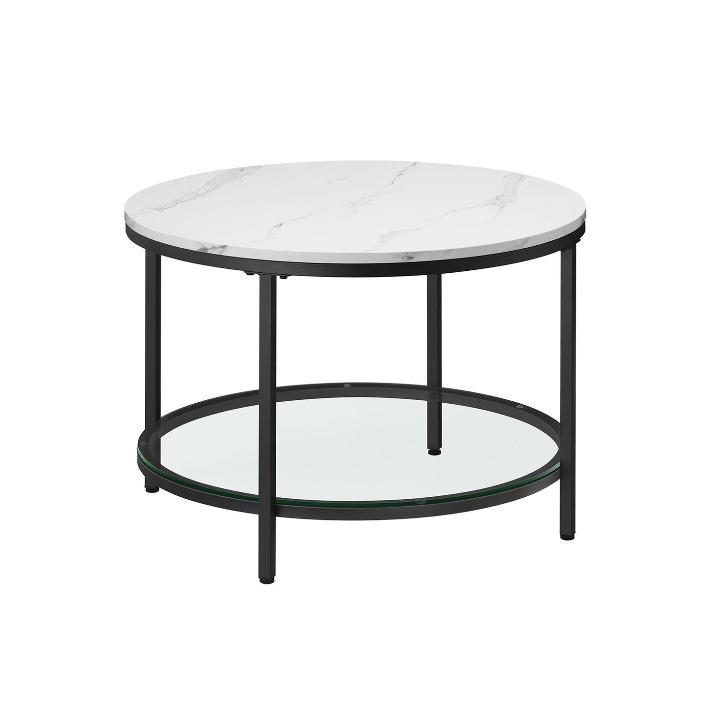 Round Coffee Table - Faux Marble - White and Ink Black