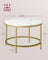 Round Coffee Table - Faux Marble - White and Pale Gold