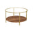 Round Coffee Table - 2-Tier Design - Tempered Glass - Hazelnut Brown and Gold